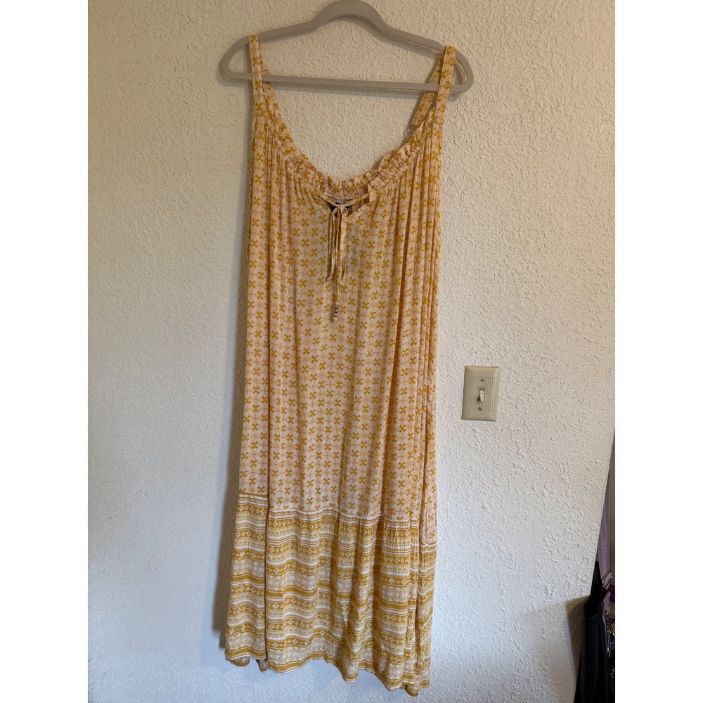 Millenium Womens 3X Golden Rod Yellow Floral Rayon Tiered Dress 5332X211FC